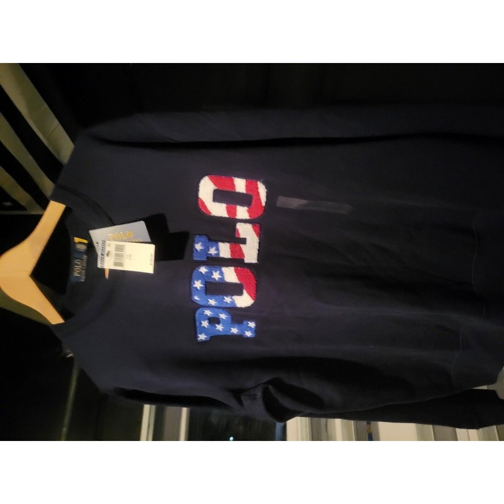 Rare NWT Polo Ralph Lauren Navy Blue America Flag POLO Knit Sweater